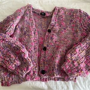Line Speckled Cardigan Sweater - Size Medium